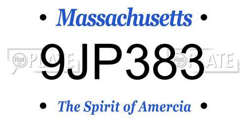 9JP383 Massachusetts License Plate