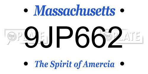 9JP662 Massachusetts License Plate