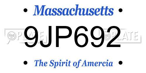 9JP692 Massachusetts License Plate