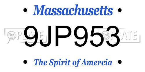 9JP953 Massachusetts License Plate