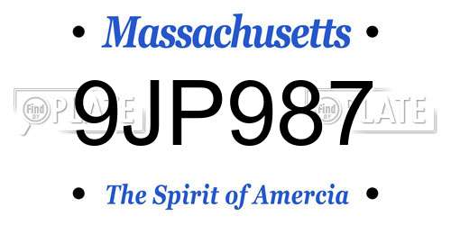 9JP987 Massachusetts License Plate