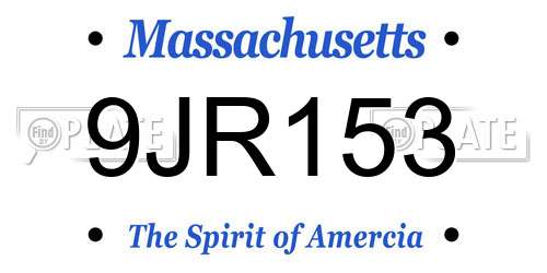 9JR153 Massachusetts License Plate