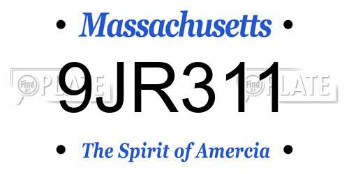 9JR311 Massachusetts License Plate
