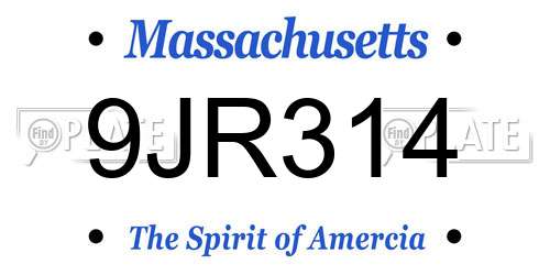 9JR314 Massachusetts License Plate