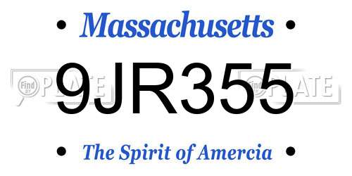 9JR355 Massachusetts License Plate