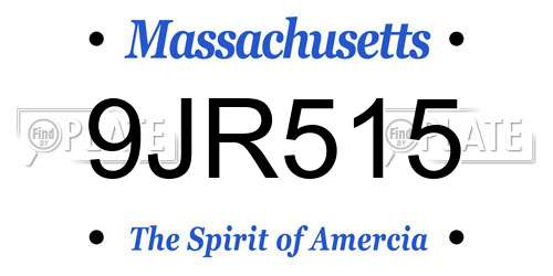 9JR515 Massachusetts License Plate