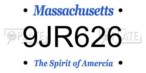 9JR626 Massachusetts License Plate
