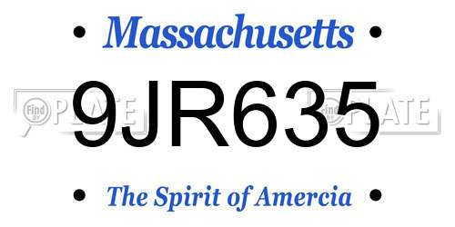 9JR635 Massachusetts License Plate