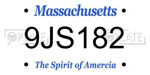9JS182 Massachusetts License Plate