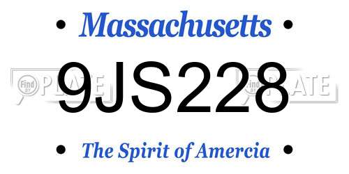 9JS228 Massachusetts License Plate