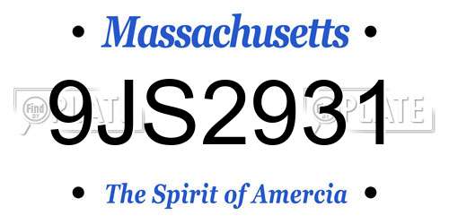 9JS2931 Massachusetts License Plate