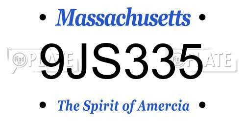 9JS335 Massachusetts License Plate