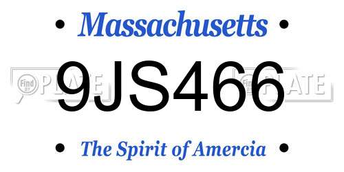9JS466 Massachusetts License Plate
