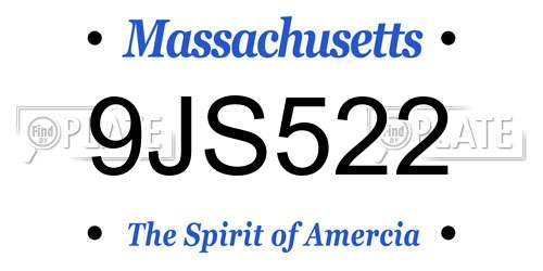 9JS522 Massachusetts License Plate