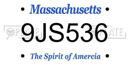 9JS536 Massachusetts License Plate