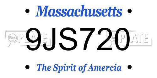 9JS720 Massachusetts License Plate