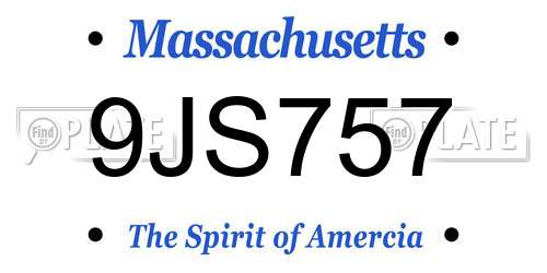 9JS757 Massachusetts License Plate