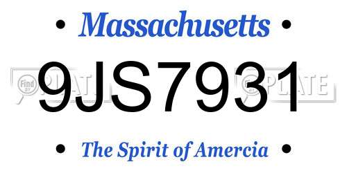 9JS7931 Massachusetts License Plate
