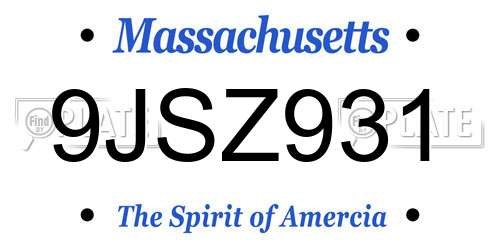 9JSZ931 Massachusetts License Plate