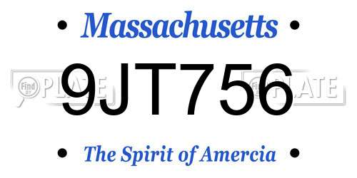 9JT756 Massachusetts License Plate