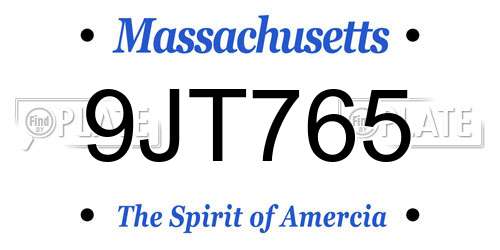 9JT765 Massachusetts License Plate