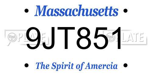 9JT851 Massachusetts License Plate