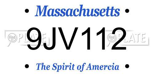 9JV112 Massachusetts License Plate