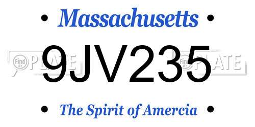 9JV235 Massachusetts License Plate