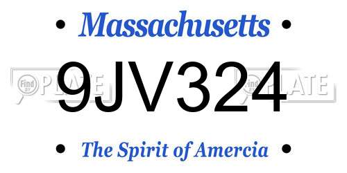 9JV324 Massachusetts License Plate