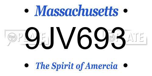 9JV693 Massachusetts License Plate