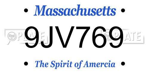 9JV769 Massachusetts License Plate