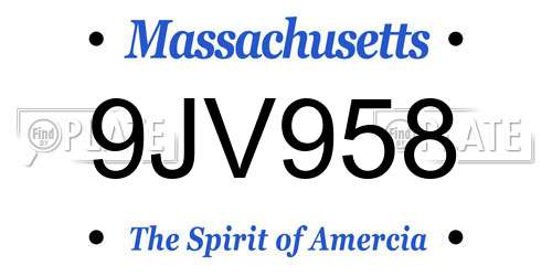 9JV958 Massachusetts License Plate
