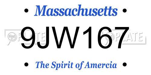9JW167 Massachusetts License Plate