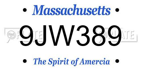 9JW389 Massachusetts License Plate
