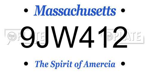 9JW412 Massachusetts License Plate