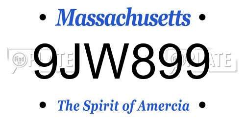 9JW899 Massachusetts License Plate