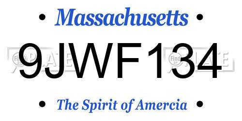 9JWF134 Massachusetts License Plate