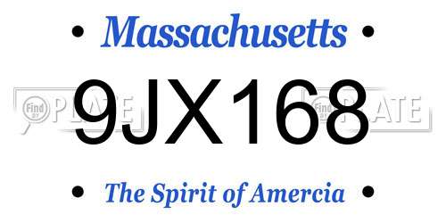 9JX168 Massachusetts License Plate