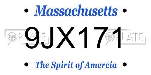 9JX171 Massachusetts License Plate