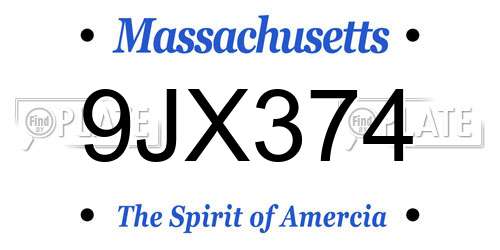 9JX374 Massachusetts License Plate