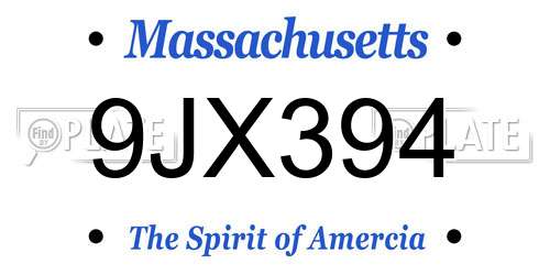 9JX394 Massachusetts License Plate