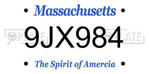 9JX984 Massachusetts License Plate