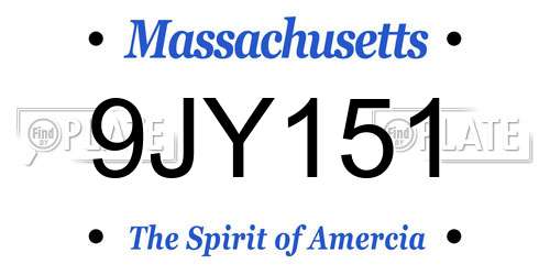 9JY151 Massachusetts License Plate