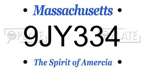 9JY334 Massachusetts License Plate