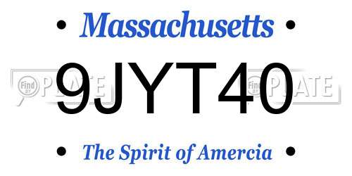 9JYT40 Massachusetts License Plate