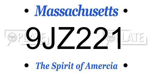 9JZ221 Massachusetts License Plate