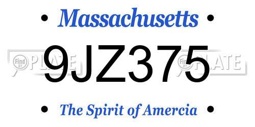 9JZ375 Massachusetts License Plate