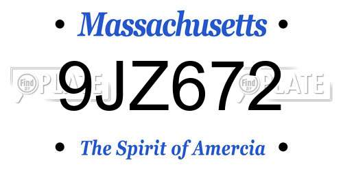 9JZ672 Massachusetts License Plate