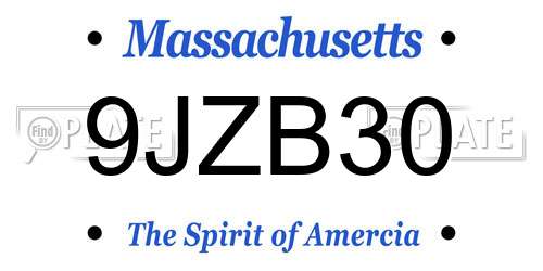 9JZB30 Massachusetts License Plate