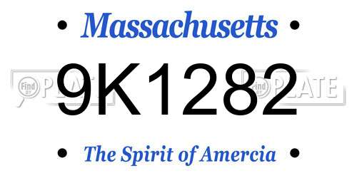 9K1282 Massachusetts License Plate